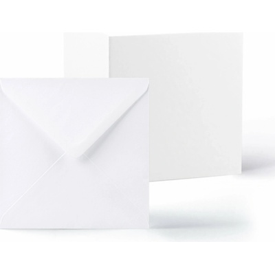 Hladké bílé kartičky 250 g/m² a obálky 100 g/m² – balení - 105 x 105 mm + 100 x 100 mm - Bílá