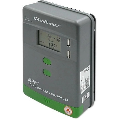 Qoltec MPPT 20A 12/24V LCD BT 2× USB GEL LiFePO4
