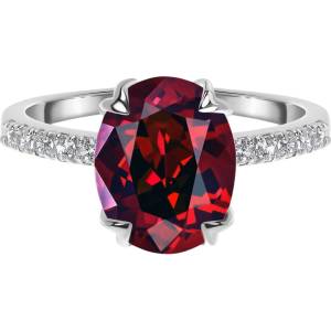 Silenti Jewelry Сребърен пръстен "Гранат" - 6 - 52мм (16.6мм диам. )