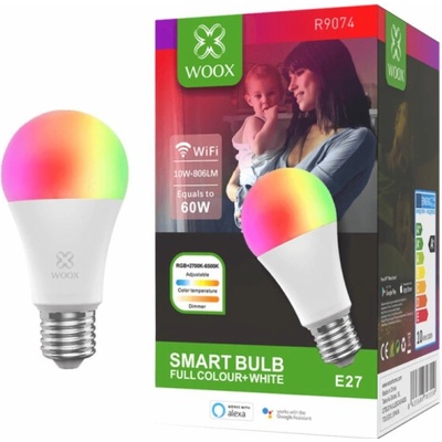 Woox Smart LED žárovka E27 10W RGB CCT R9074 WiFi Tuya