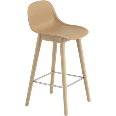 Muuto Fiber Stool 65cm s opierkou wood base + ochre