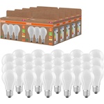 OSRAM highly efficient LED lamps with energy efficiency class A, value pack with 30 bulbs, replaces conventional 60W light bulbs, pear shape, warm white (2700K), E27, matt glass - 4099854338663