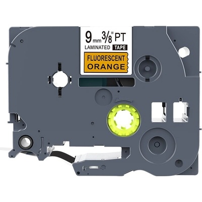 Label Brother TZ-B21 - kompatibilná páska - 9mm, podklad: flourescentná (signálna) oranžová/písmo: čierne - laminovaná
