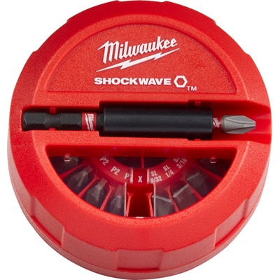 Milwaukee sada šroubovacích bitů 15 ks v kotoučích SHOCKWAVE™ IMPACT DUTY