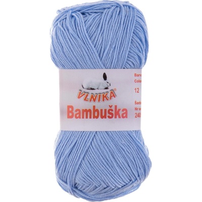 Pletací / háčkovací příze Vlnika BAMBUŠKA 12 modrá, klasická, bambusová, 50g/205m