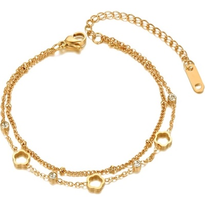 Victoria Filippi stainless steel dvojitý ocelový náramek Eda Gold chirurgická ocel květina NR-B21025-2/4 zlatá