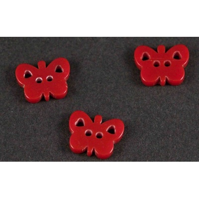 Motýlik - knoflík - červená - rozmery 1 cm x 1,3 cm