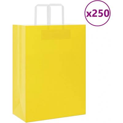 vidaXL Papírové tašky 250 ks s uchy žluté 32x17x44 cm