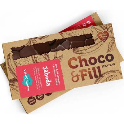 Choco & Fill Raw plněná čokoláda 65% Jahoda 100 g