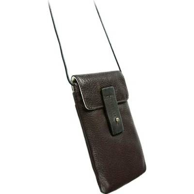 Krusell Tumba Mobile Case - кожен калъф с въженце за врата за мобилни телефони (тъмнокафяв)