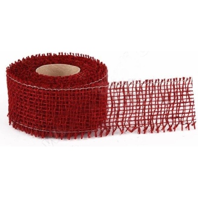 Stuha juta obšitá 50mm - 1m /více variant/, na výrobu mašlí, balení dárků Bordo – Zbozi.Blesk.cz