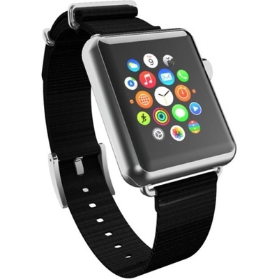 Incipio Каишка Incipio Nato Style Strap Watch Band (WBND-015-BLKSLV), текстил, за Apple Watch 38/40mm, черна (WBND-015-BLKSLV)