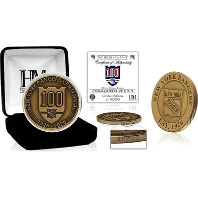 Highland Mint Sběratelská Pamětní mince New York Rangers NHL 100th Anniversary Antique Bronze Coin