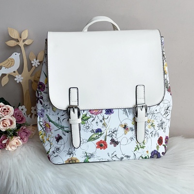 Дамска Кожена раница Бяла Модел-1142