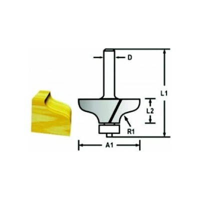 Profilová fréza s ložiskem stopka 8mm, 31,8x12,7x56mm, Makita D-48773