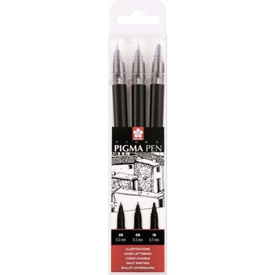 Sakura PIGMA PEN sada per 2x0,3 mm a 1x0,7 mm, černé