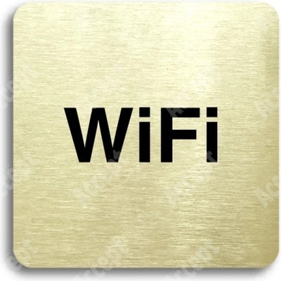 ACCEPT Piktogram WiFi - zlatá tabulka - černý tisk bez rámečku
