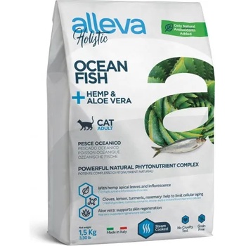 Diusapet Alleva® holistic (adult cat) ocean fish + hemp & aloe vera - пълноценна храна за пораснали котки над една година, Италия - 1, 5 кг 2745