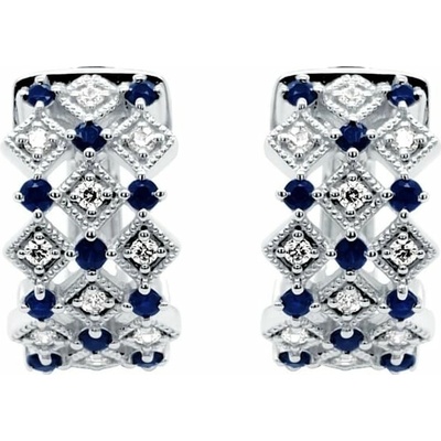 Eppi Zlaté kruhové náušnice s lab-grown diamanty a safíry Solveig E49143