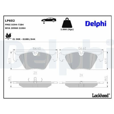Sada brzdových platničiek kotúčovej brzdy DELPHI LP602