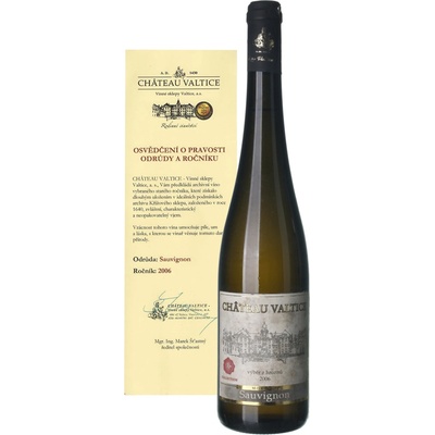 Château Valtice Sauvignon Výběr z hroznů suché bílé 2006 14% 0,75 l (holá láhev)