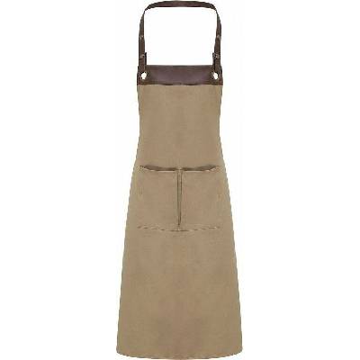 Premier Workwear Zástěra do kavárny s dekorativním lemováním z umělé kůže khaki hnědá 70x81cm PW123