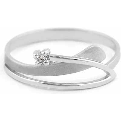 Klenoty Budín Diamantový zlatý prsten z bílého zlata s diamantem J 37182