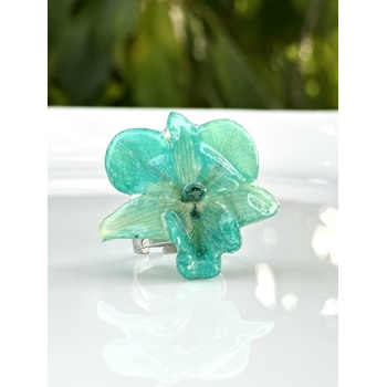 Meganflo Пръстен триизмерна тюркоазена орхидея СТОМАНА