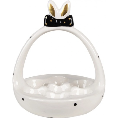 Clayre Eef keramický stojan na vajíčka bunny černobílý Ø 16*19 cm