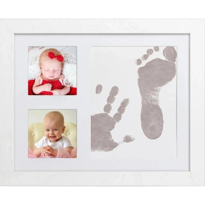 Tiny Memories Sada na otisk miminka v dřevěném rámečku, trojrámek Magic inkoust - dárková sada, bílý – Zboží Dáma