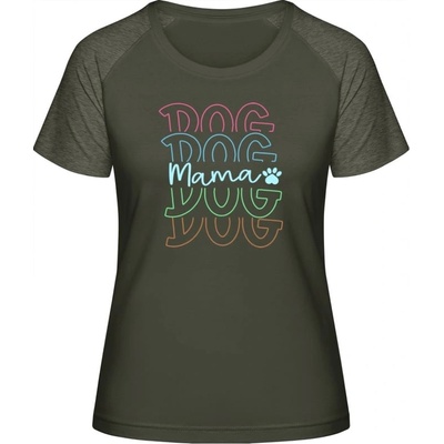 MyMate Predĺžené Tričko MY120 Farebný nápis DOG Mama Olive / Heather Olive