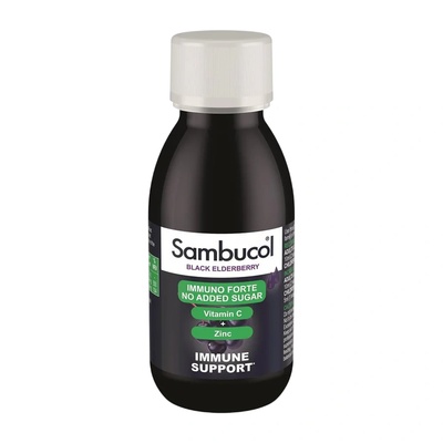 Sambucol Sambucol, Immuno Forte, Sugar Free, Black Eldeberry, Vitamin C & Zinc, Support The Immune System, Syrup, 120 ml