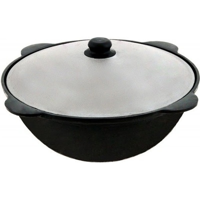 Litinový uzbecký kotlík 10 l, 38 cm kazan Davr LE100A, 8mm + hliníková poklice – Zboží Dáma
