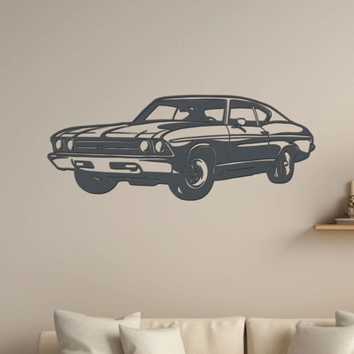 dřevo života Dřevěný obraz Chevrolet Chevelle SS F235 Rozměry (cm): 80x32, Zvolte barvu dekoru: Antracitová