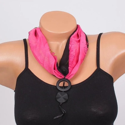 Фишу-колие в черно и розово с висулки