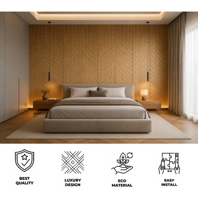 PVC kompozitní obklad na zeď - 3D lamely do interiéru 240x60cm - CHEVRON