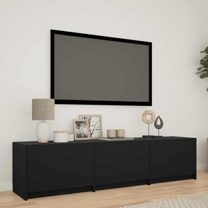 vidaXL TV шкаф с LED 165 x 34 x 40 см Черен Инженерен дървен материал (3418717)
