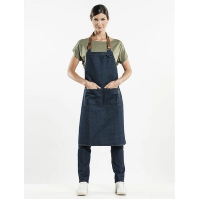 Chaud Devant Kuchářská zástěra s náprsenkou Forene Blue Denim Blue