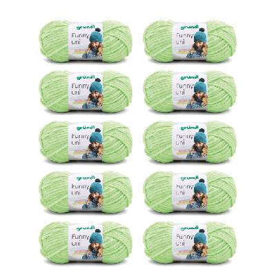 Wolle Funny uni - soft chenille wool for crocheting - cuddly and skin-friendly - 100% polyester - 10 balls 100 g / 120 m - needle size 5-6, light green - 3442-21