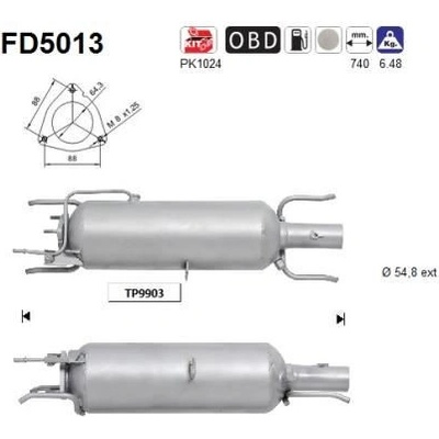 Filtr sazových částic, výfukový systém AS FD5013