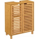 5five Simply Smart Skříňka pod umývadlo, bambusová skříňka s lamelovými dvířky v přírodní barvě dřeva