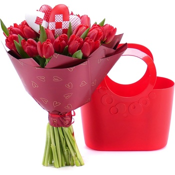 Kvetinová taška Sweet červené tulipány