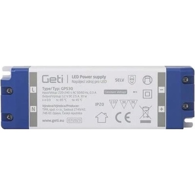 Napájecí zdroj 12V se svorkovnicí GPS Výkon: 30W