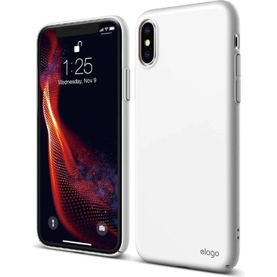elago Slim Fit Case - качествен поликарбонатов кейс за iPhone XS (бял)