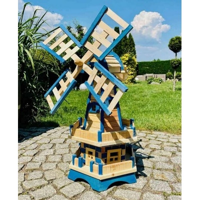DARLUX Šestihranný zahradní větrný mlýn, modrý, výška 930 mm