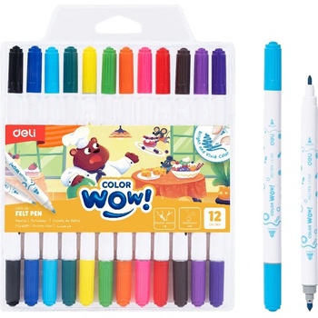 Deli Color wow! двувърхи флумастери EC166-12, (10910084)