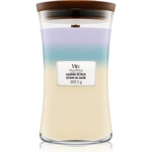 WoodWick Trilogy Calming Retreat ароматна свещ с дървен фитил 609.5 гр