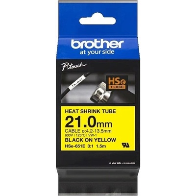 zmršťovacia bužírka BROTHER HSe651E čierne písmo, žltá bužírka TUBE (21mm) (HSE651E)