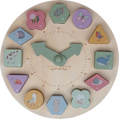 Little Dutch Drevené Hodiny S Puzzle Kockami Farma