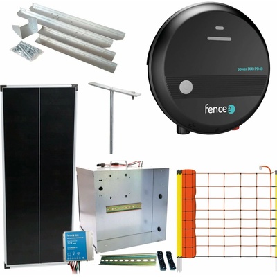 fencee Expert sada solární ohradník - Kompletní přenosná schránka + 4J zdroj, panel 100 W, síť ovce 90 cm